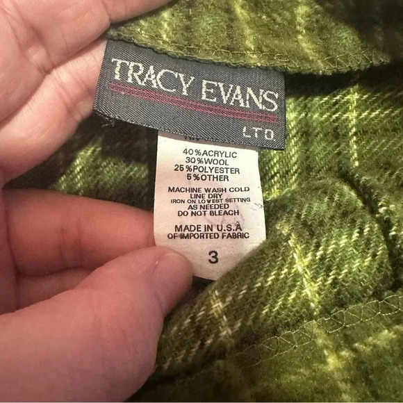 Vintage 90’s Green plaid wool blend mini skirt with button detail size 3 - Picture 5 of 10